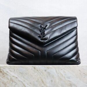 Saint Laurent Black Chevron Leather Bag